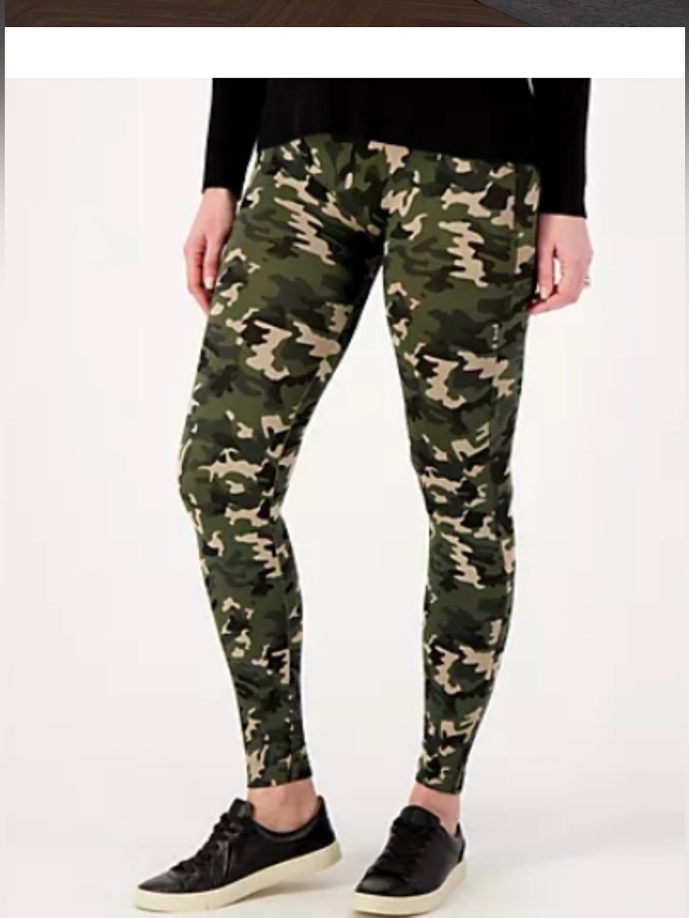 NEW Breezies 2 pair Camo Print /Solid Green Leggings 3X